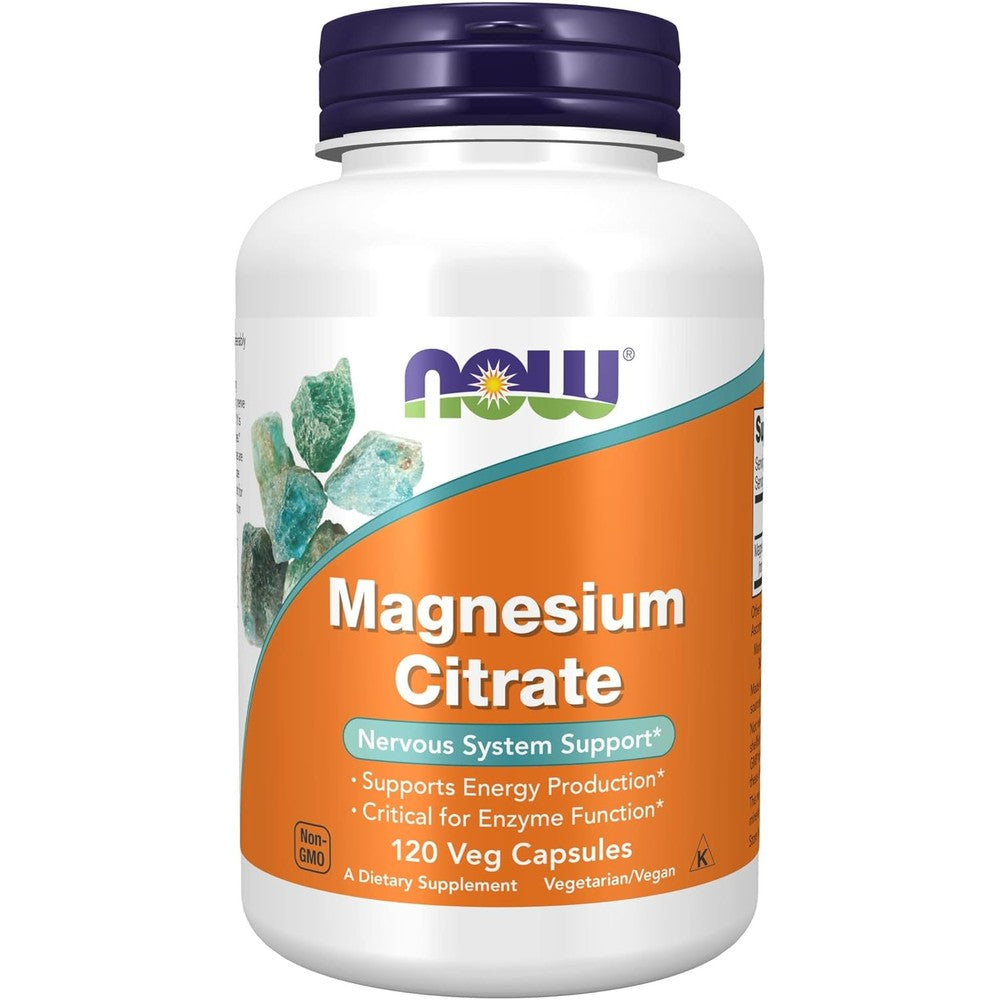 NOW Foods Magnesium Citrate For Enzyme Function And Nervous System Support 133 Milligrams 120 Vegetarian Capsules
