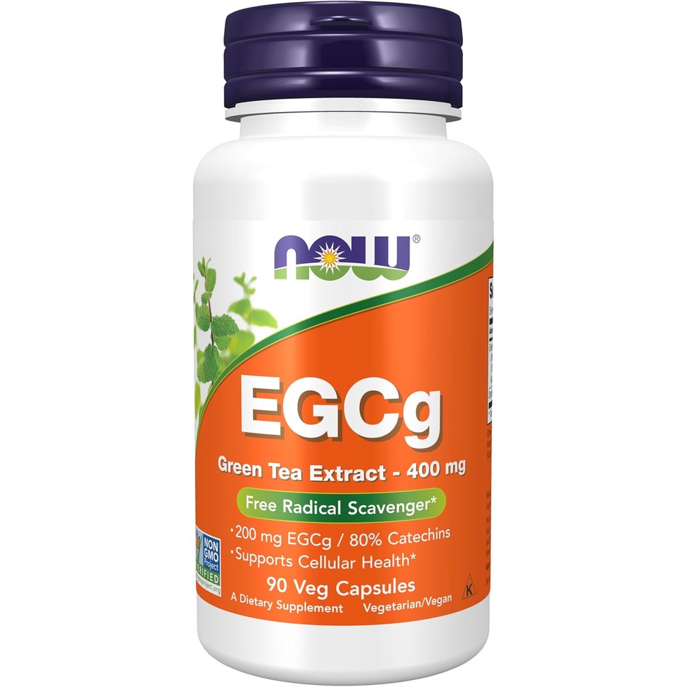 NOW Foods EGCg Green Tea Extract 400 Milligrams Free Radical Scavenger Cellular Health Support 90 Vegetarian Capsules