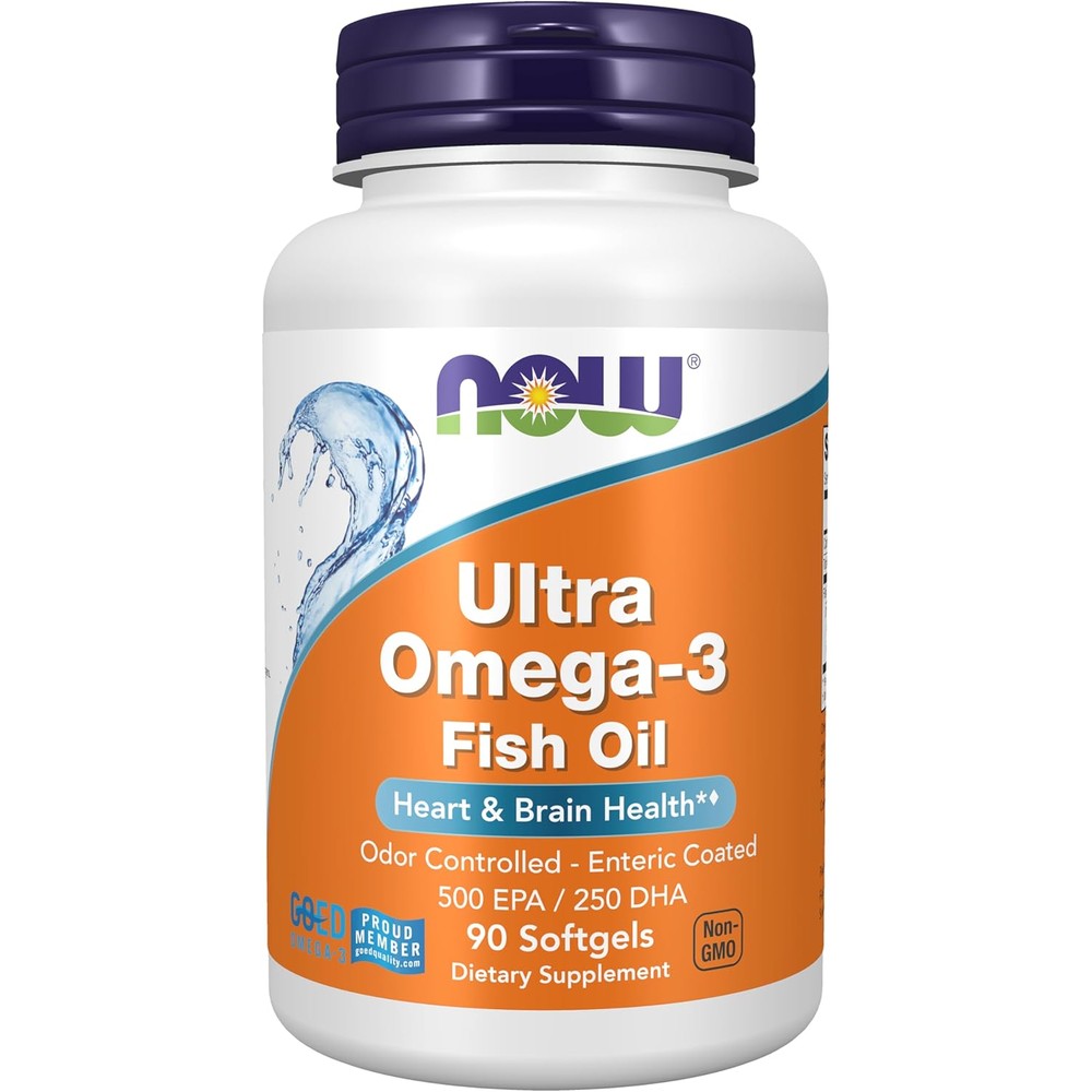 NOW Foods Ultra Omega-3 Molecularly Distilled Fish Oil Supplement With Five Hundred Milligrams EPA And Two Hundred Fifty Milligrams DHA 90 Softgels