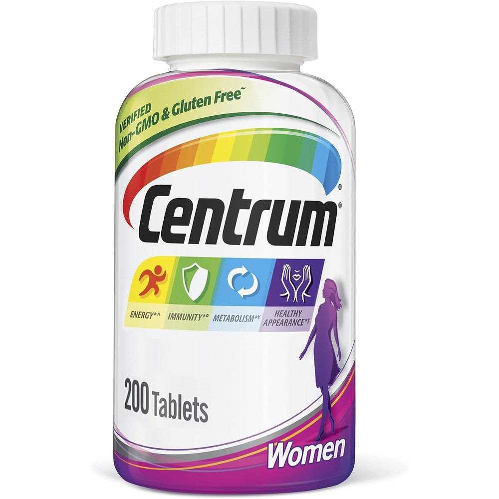 Centrum Women Multivitamin Multimineral Supplement With Vitamin D3 And Iron 200 Count Tablets For Energy And Immunity