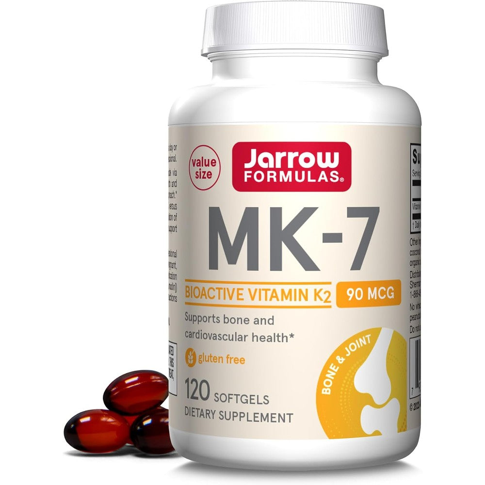 Jarrow Formulas MK-7 90 Micrograms Bioactive Form Of Vitamin K2 For Bone And Cardiovascular Health 120 Softgels