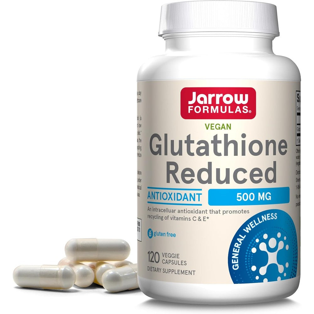 Jarrow Formulas Glutathione Reduced 500 Milligrams 120 Veggie Capsules Intracellular Antioxidant Supplement