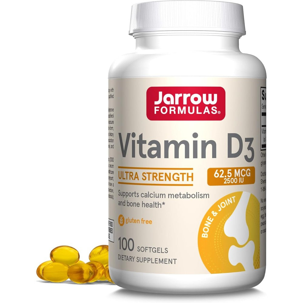 Jarrow Formulas Vitamin D3 62.5 Micrograms 2500 International Units 100 Softgels For Bone Health And Immune Support