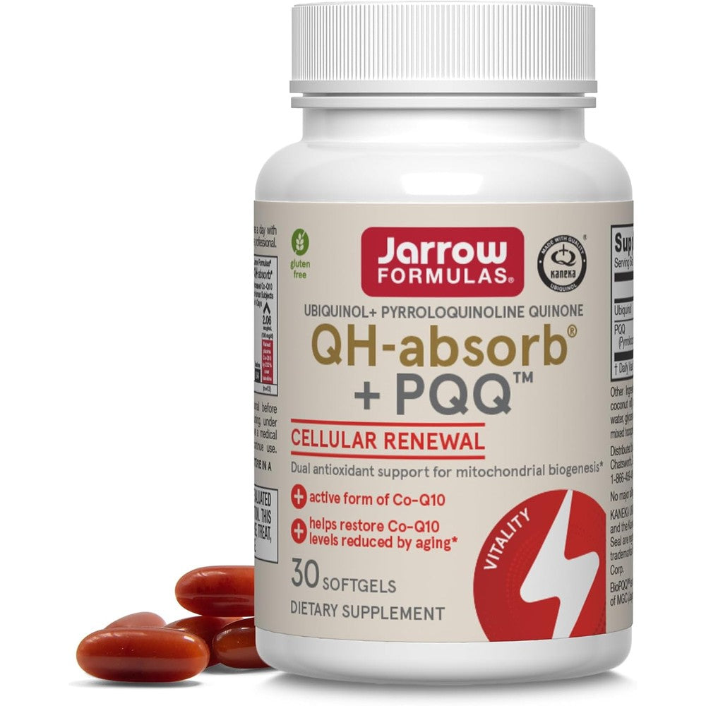 Jarrow Formulas QH-Absorb Plus PQQ Dietary Supplement For Mitochondrial Health And Cardiovascular Support 30 Softgels
