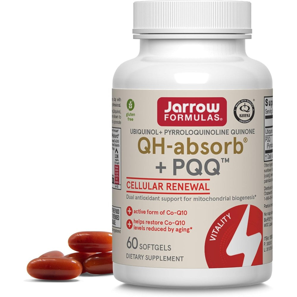 Jarrow Formulas QH-Absorb Plus PQQ Dietary Supplement For Cellular Energy Production And Cardiovascular Health 60 Softgels