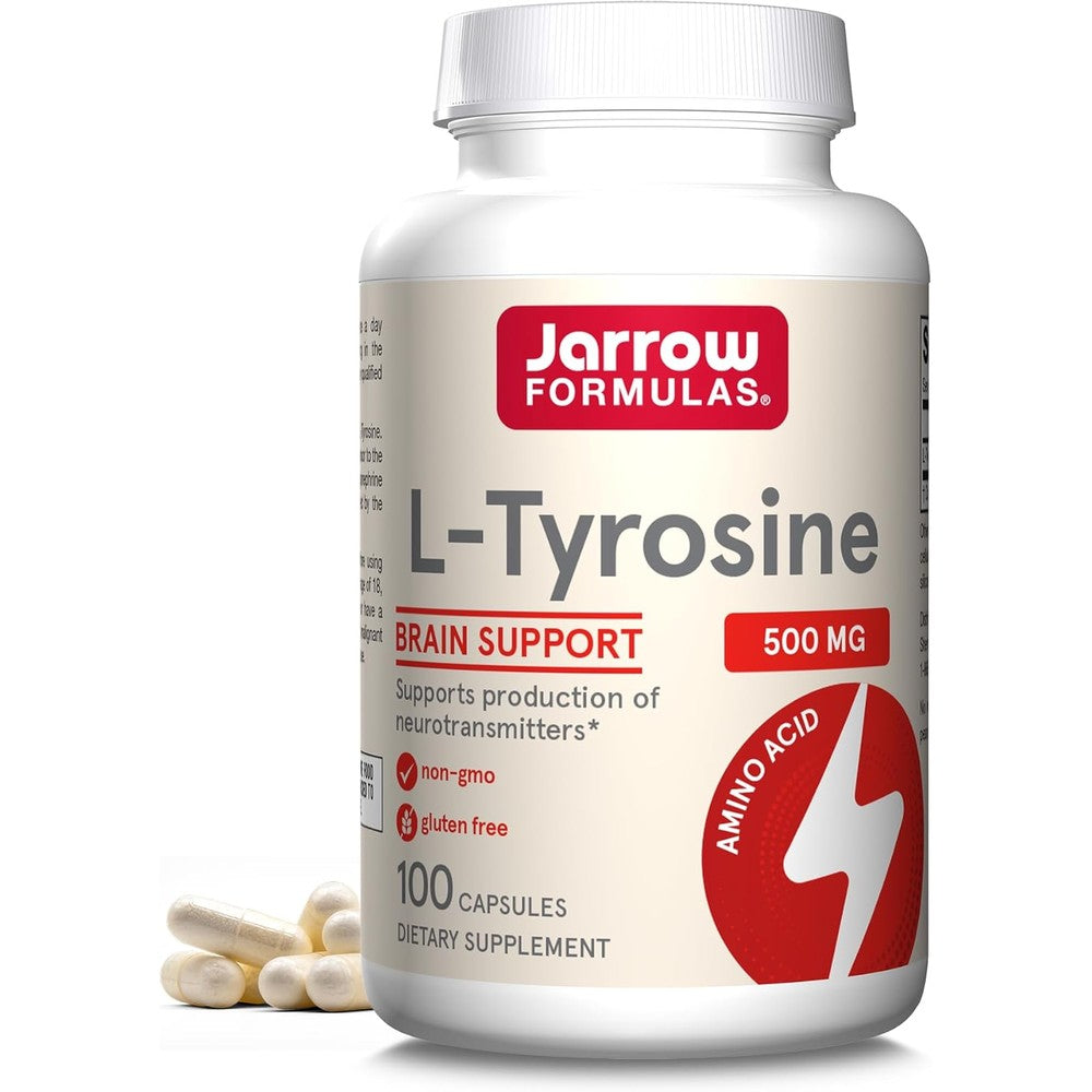 Jarrow Formulas L-Tyrosine 500 mg Brain Health Support Dietary Supplement 100 Capsules