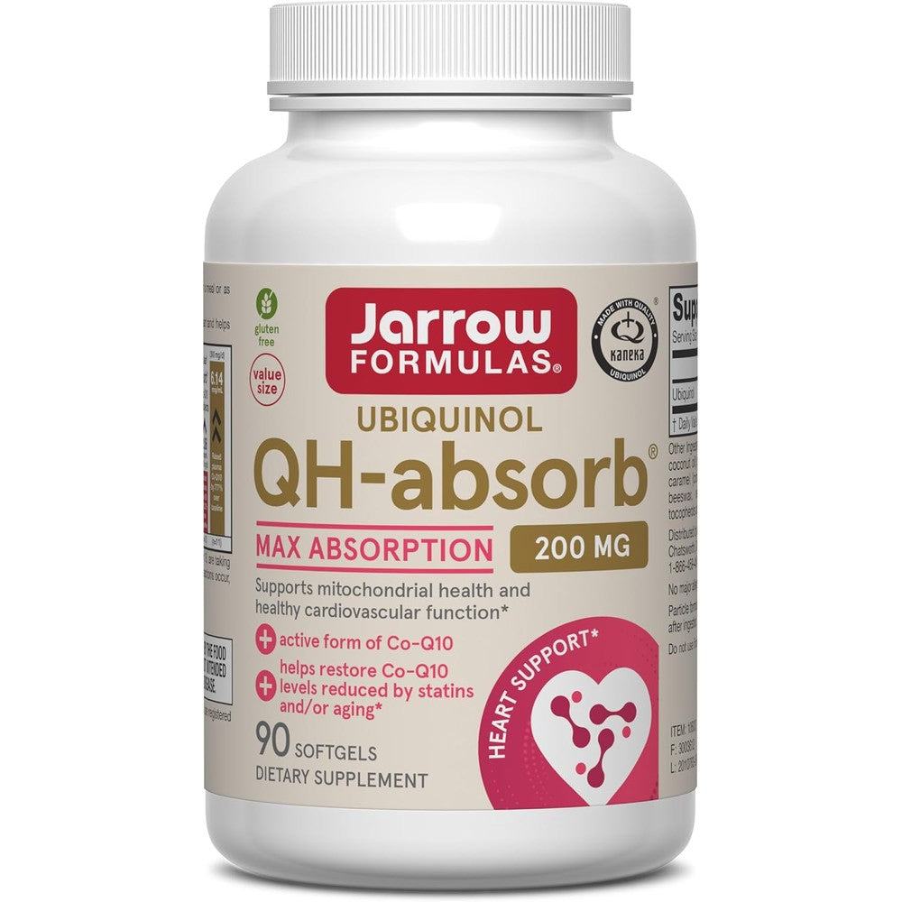 Jarrow Formulas QH-Absorb Ubiquinol 200 Milligrams Supplement For Cardiovascular Health And Mitochondrial Energy Support 90 Softgels