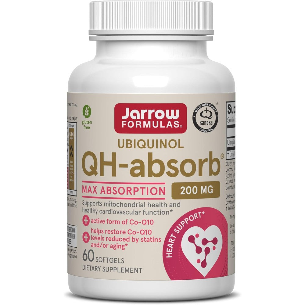 Jarrow Formulas QH-Absorb 200 mg High Absorption Active Ubiquinol Co-Q10 Antioxidant Supplement For Heart Health And Cellular Energy 60 Softgels