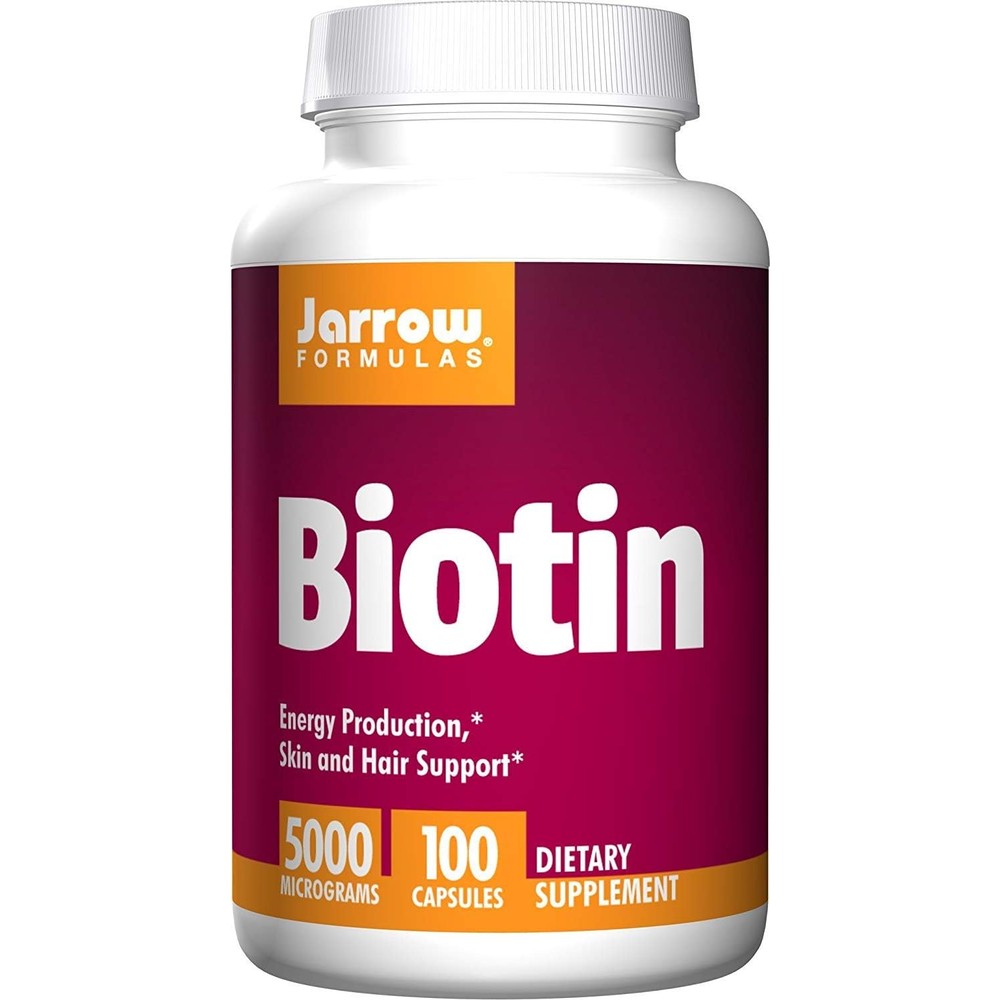 Jarrow Formulas Biotin 5000 mcg for Hair and Skin Health, 100 Veggie Capsules, Pack of 2