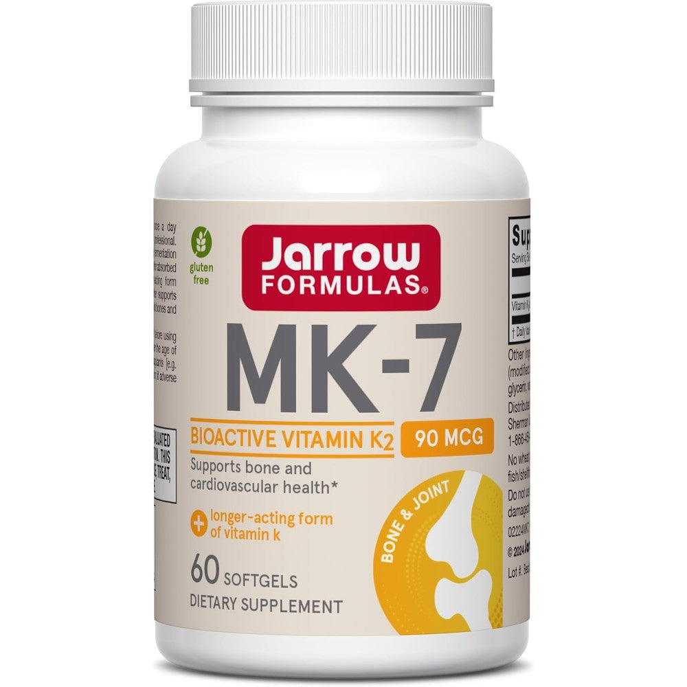Jarrow Formulas MK-7 Vitamin K2 90 Micrograms Bioactive Supplement for Bone and Cardiovascular Health 60 Softgels