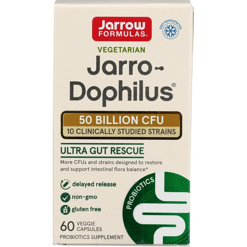 Jarrow Formulas Ultra Jarro-Dophilus High Potency Probiotic 50 Billion Colony Forming Units 60 Vegetarian Capsules