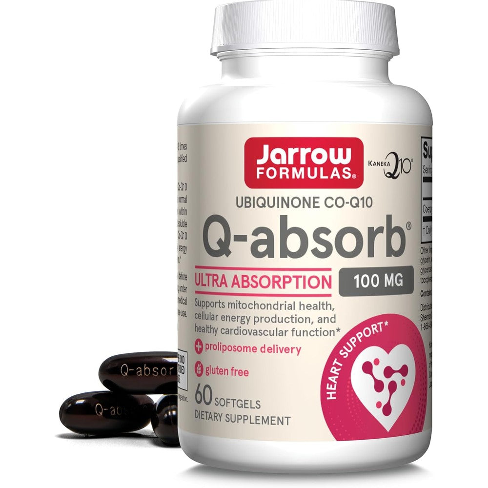 Jarrow Formulas Q-Absorb Co-Q10 100 Milligrams Dietary Supplement 60 Softgels Antioxidant Support For Cardiovascular Health And Energy