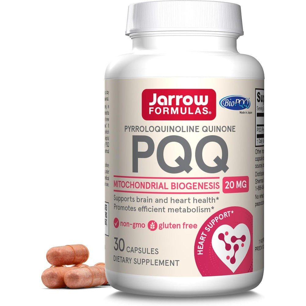 Jarrow Formulas PQQ 20 Milligrams Dietary Supplement For Mitochondrial Biogenesis Brain And Heart Health 30 Veggie Capsules