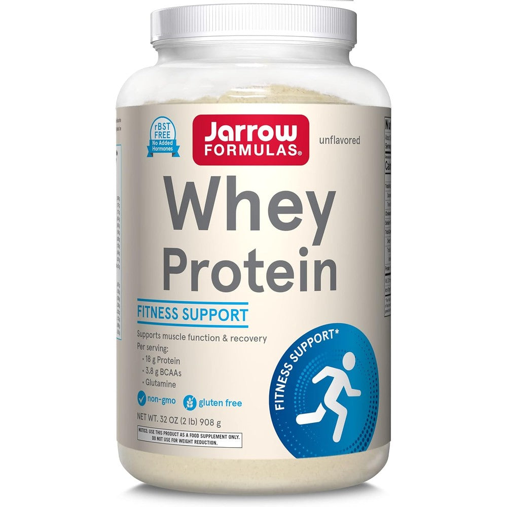 Jarrow Formulas Whey Protein Concentrate Powder With 18 Grams Protein 3.8 Grams BCAAs And Glutamine For Muscle Recovery Unflavored 32 Ounce Container