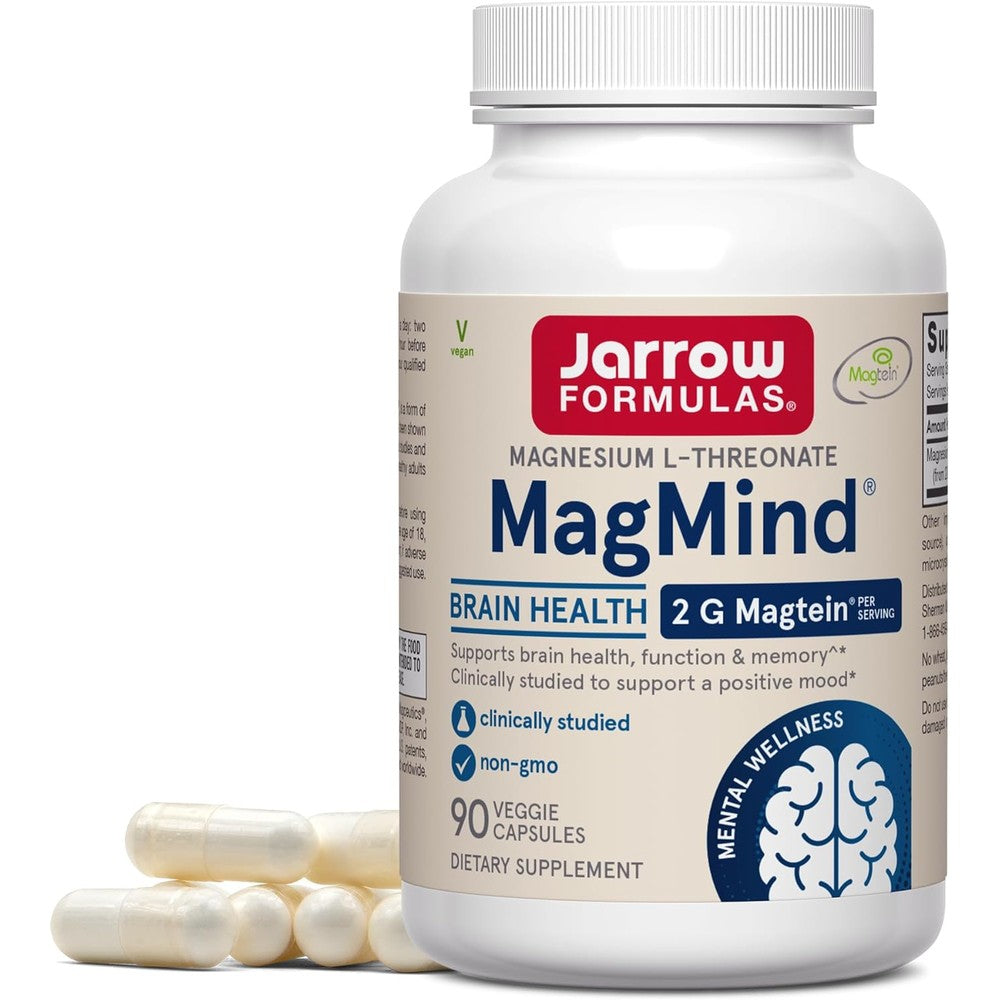 Jarrow Formulas MagMind Magnesium L Threonate 90 capsules front view for brain health