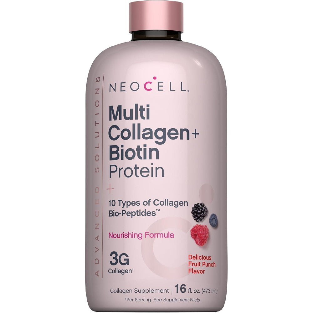 NeoCell Liquid Multi Collagen Peptides front view showing fruit punch flavor label.