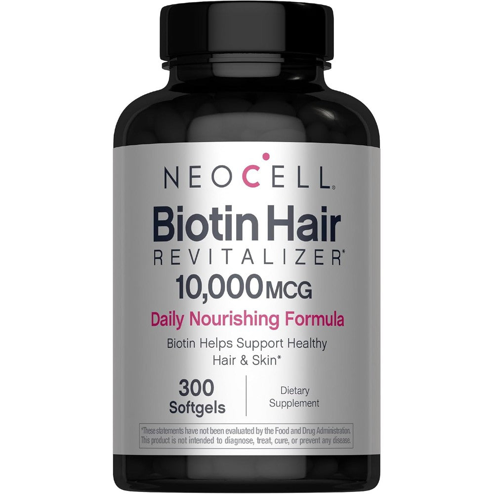 NeoCell Biotin Hair Revitalizer 300 softgels bottle front view for daily hair growth support