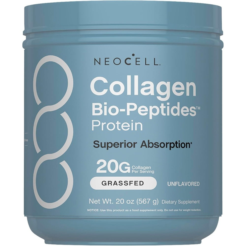 NeoCell Collagen Bio Peptides Powder 20 Ounce front packaging view for hair skin and nails supplement