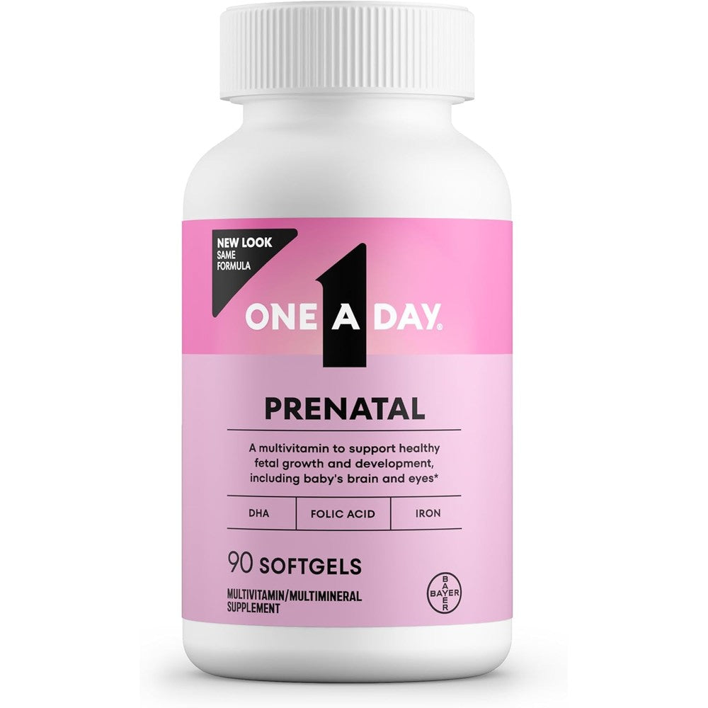 One A Day Prenatal Multivitamin 90 count bottle front view showing pregnancy support formula.