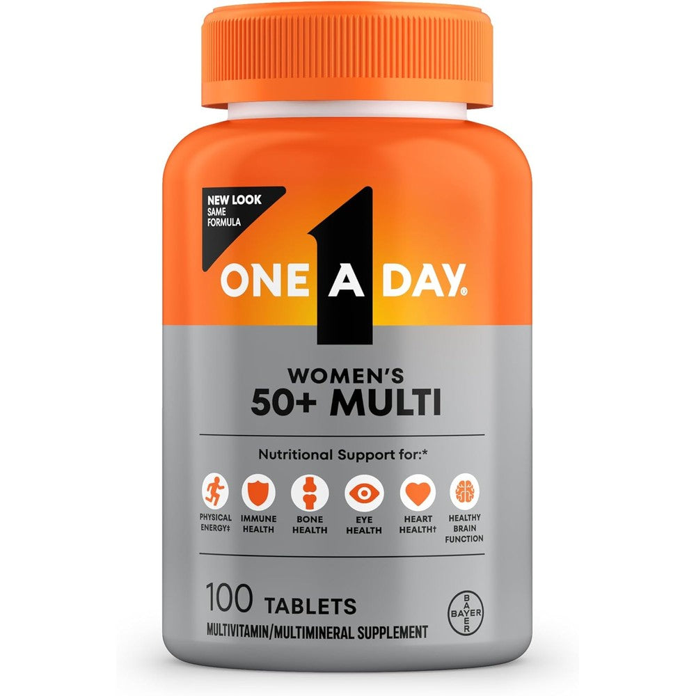 One A Day Multivitamin for Women 50 and Over 100 Tablets front bottle view