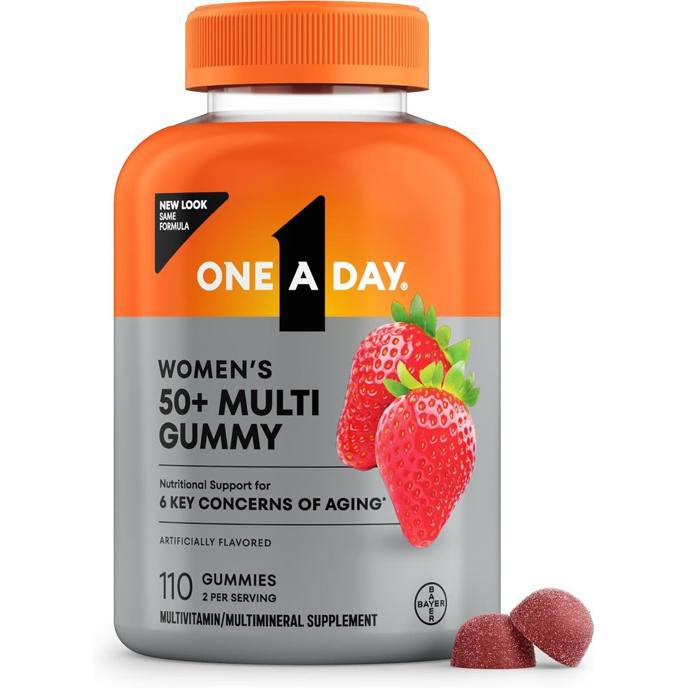 One A Day Women 50 Plus Multivitamin Gummies front bottle label