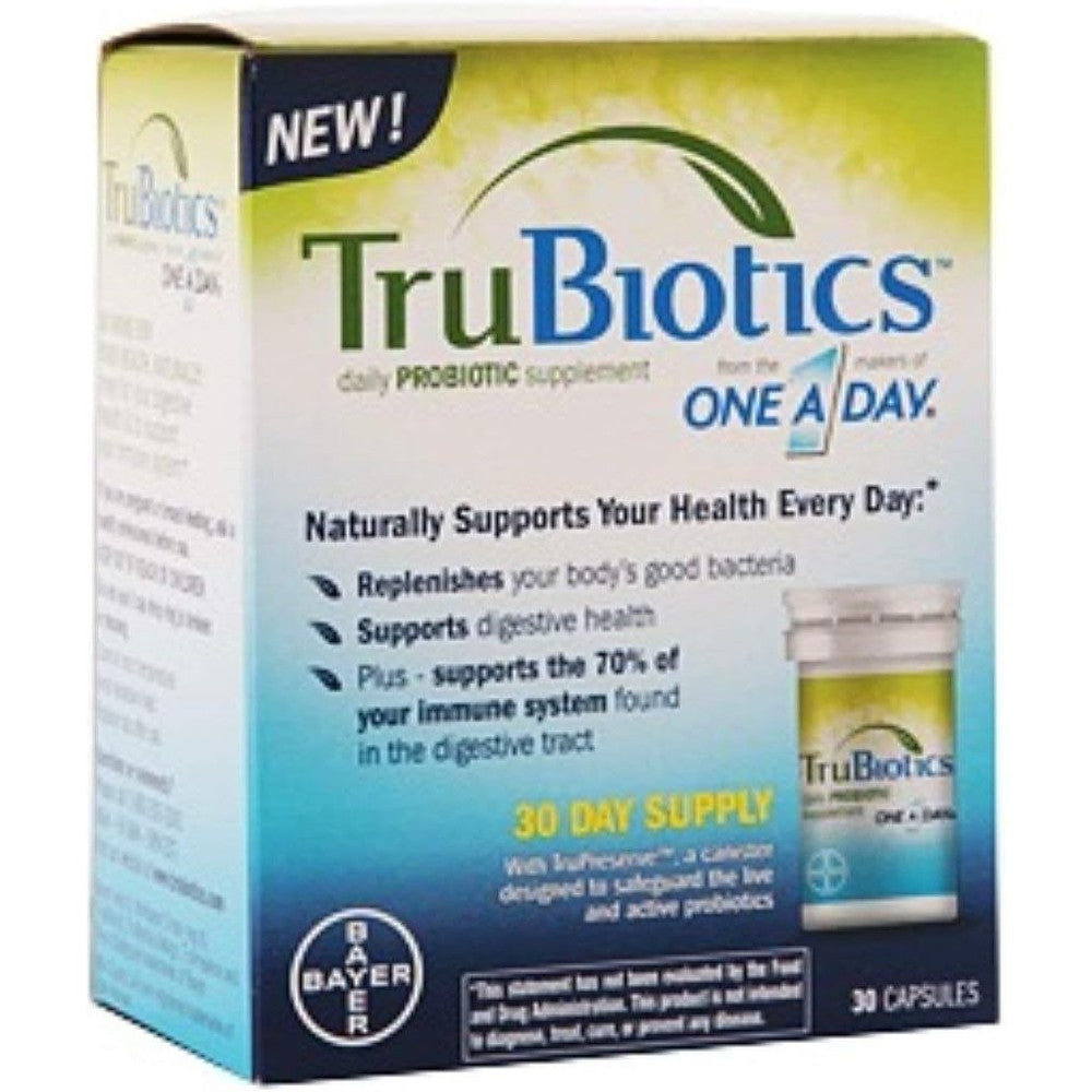 One A Day TruBiotics Daily Probiotic pack of two front view digestive and immune health supplement capsules
