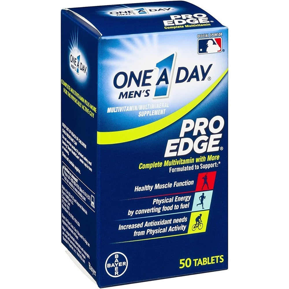 One A Day Men's Pro Edge multivitamin bottle front view premium imported health supplement for men