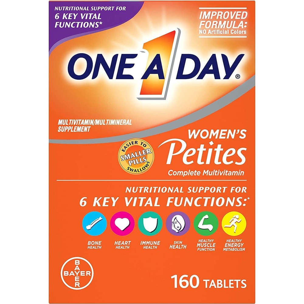 One A Day Women's Petites Complete Multivitamin 160 tablets front view packaging