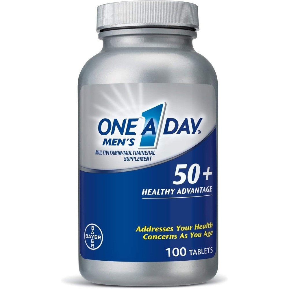 One A Day Men's 50+ Healthy Advantage Multivitamins front bottle view authentic USA supplement