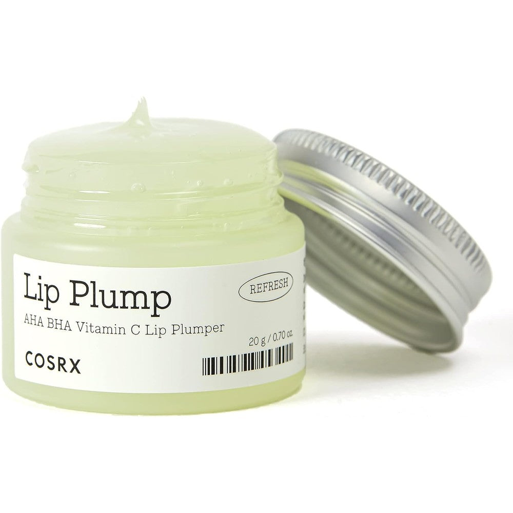 COSRX Refresh AHA BHA Vitamin C Lip Plumper front view of the packaging jar for hydrating dry lips