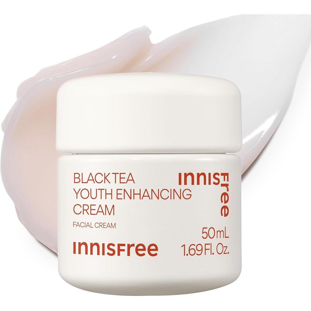 Innisfree Black Tea Youth Enhancing Cream Anti Aging Korean Face Moisturizer With Hyaluronic Acid And Niacinamide 50 Milliliters