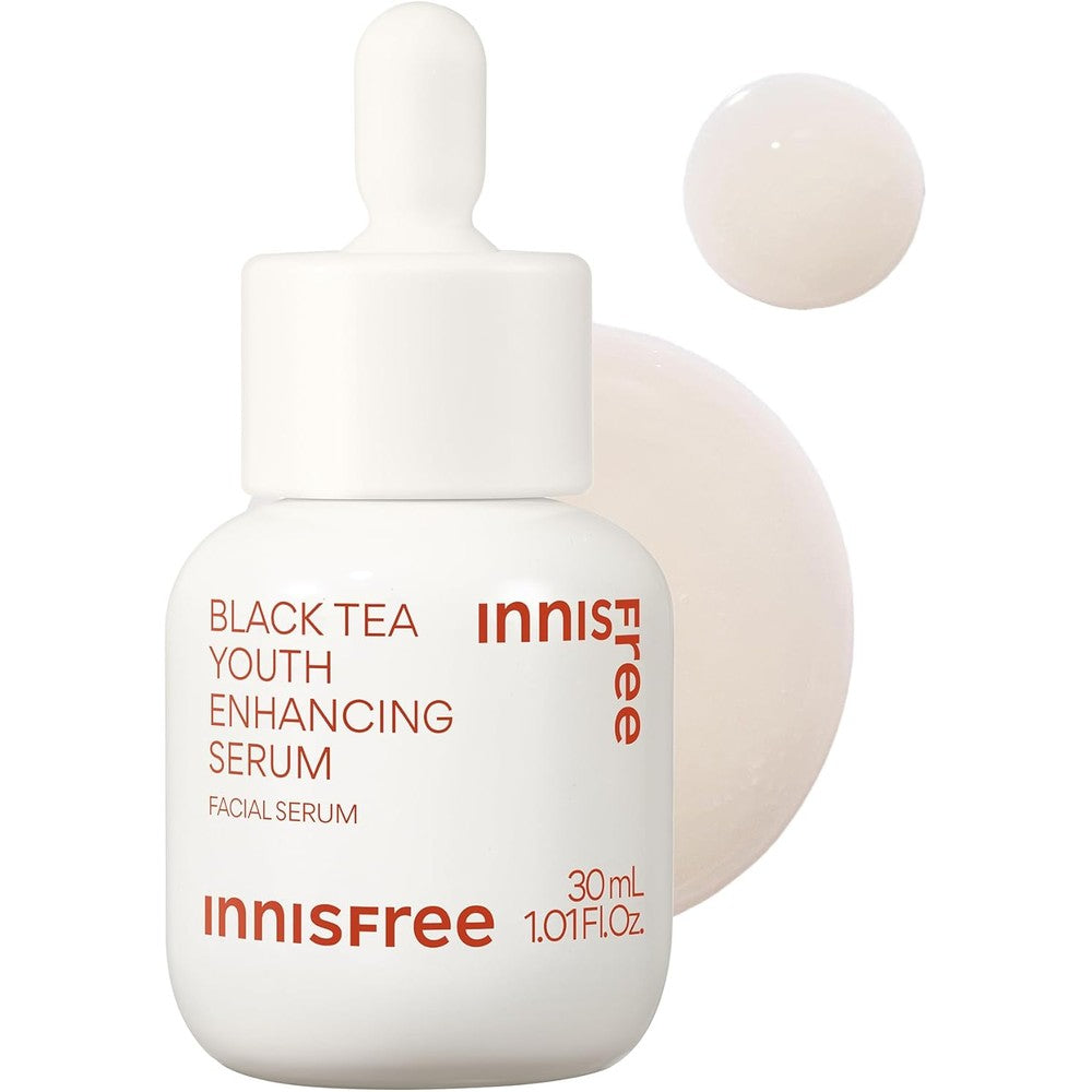Innisfree Black Tea Youth Enhancing Ampoule 30ml front view bottle with dropper