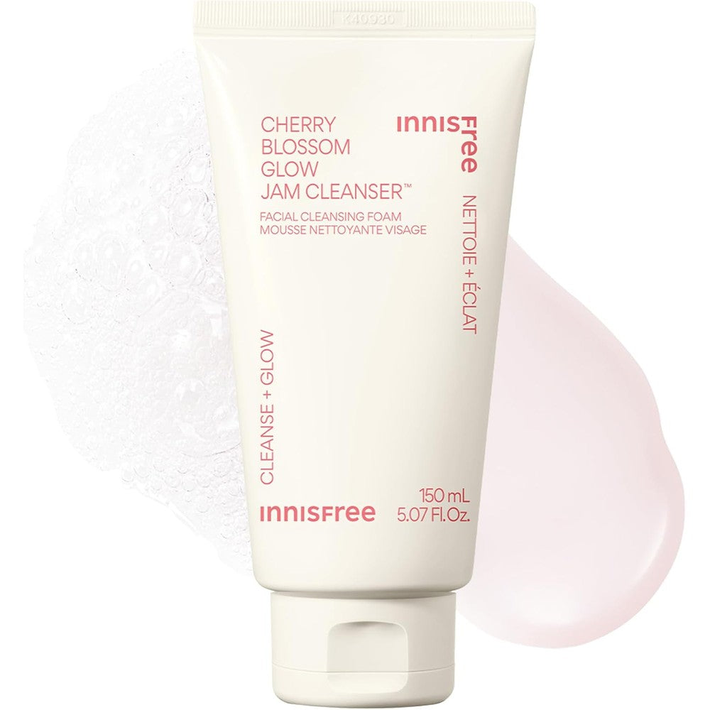 Innisfree Cherry Blossom Glow Jam Cleanser front view showing the 150ml bottle design.