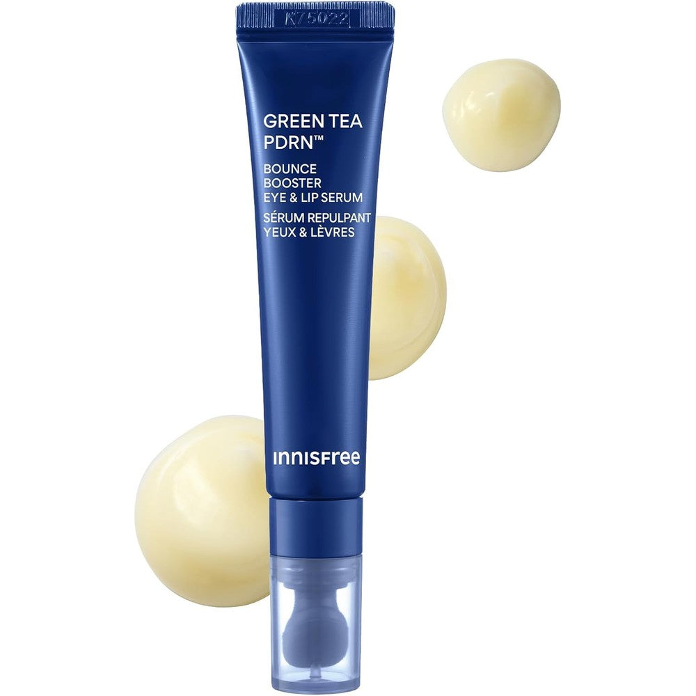 Innisfree Green Tea PDRN Bounce Booster Eye and Lip Serum front view of the 15ml tube packaging.