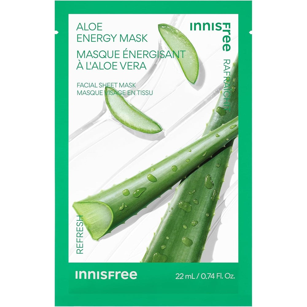 Innisfree Aloe Energy Mask front packaging showing hydrating serum benefits