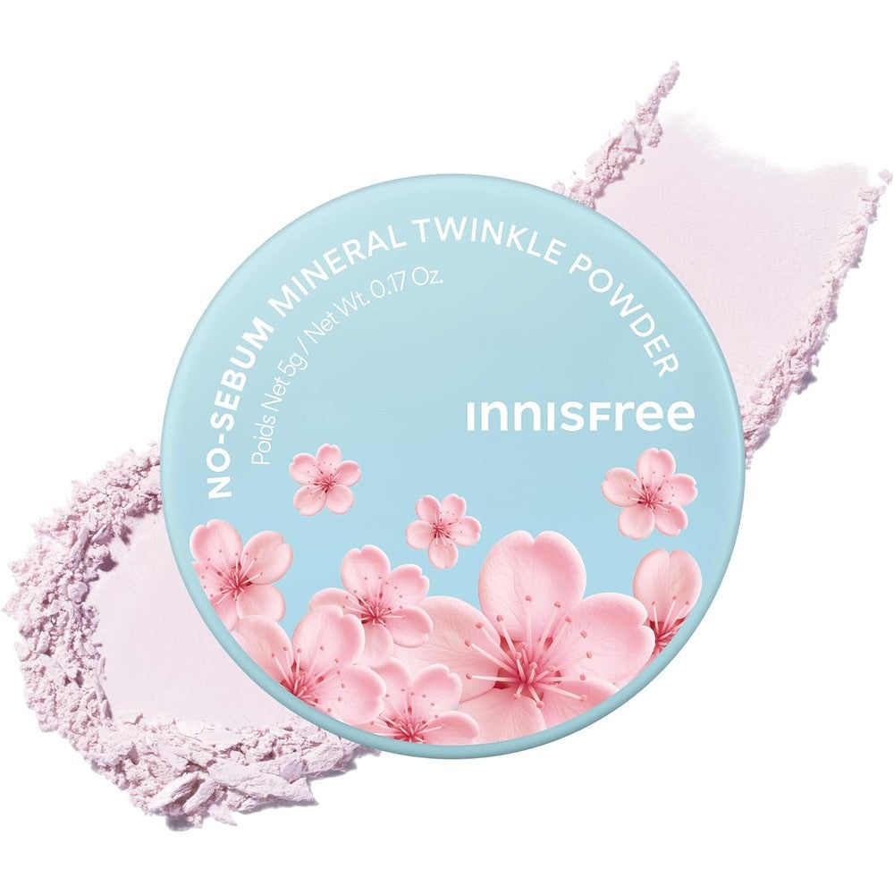 Innisfree No Sebum Mineral Twinkle Powder Cherry Blossom front view of packaging