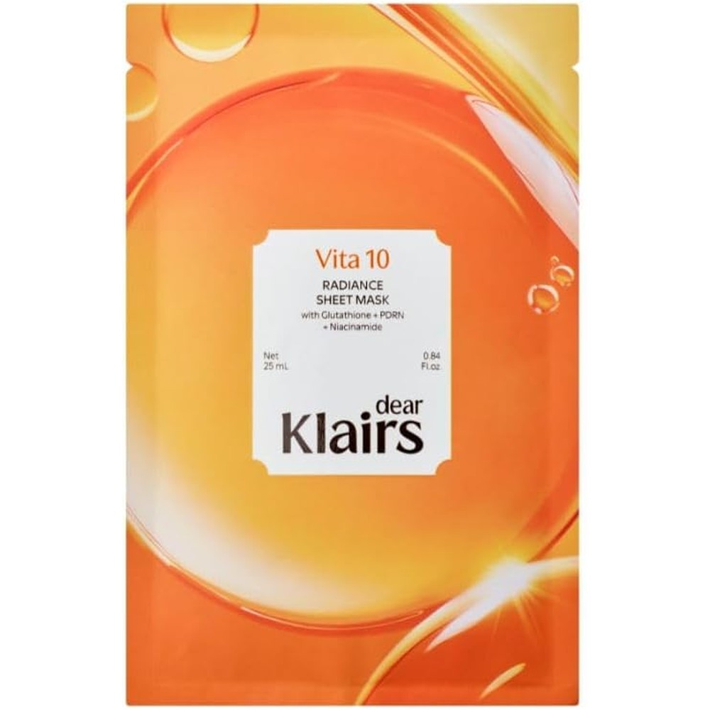 Dear Klairs Vita 10 Radiance Sheet Mask 25ml front view brightening skincare