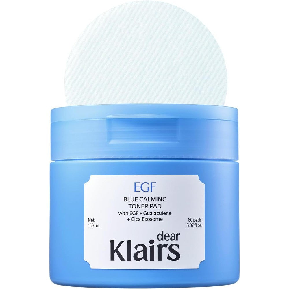 Dear Klairs EGF Blue Calming Toner Pad container front view