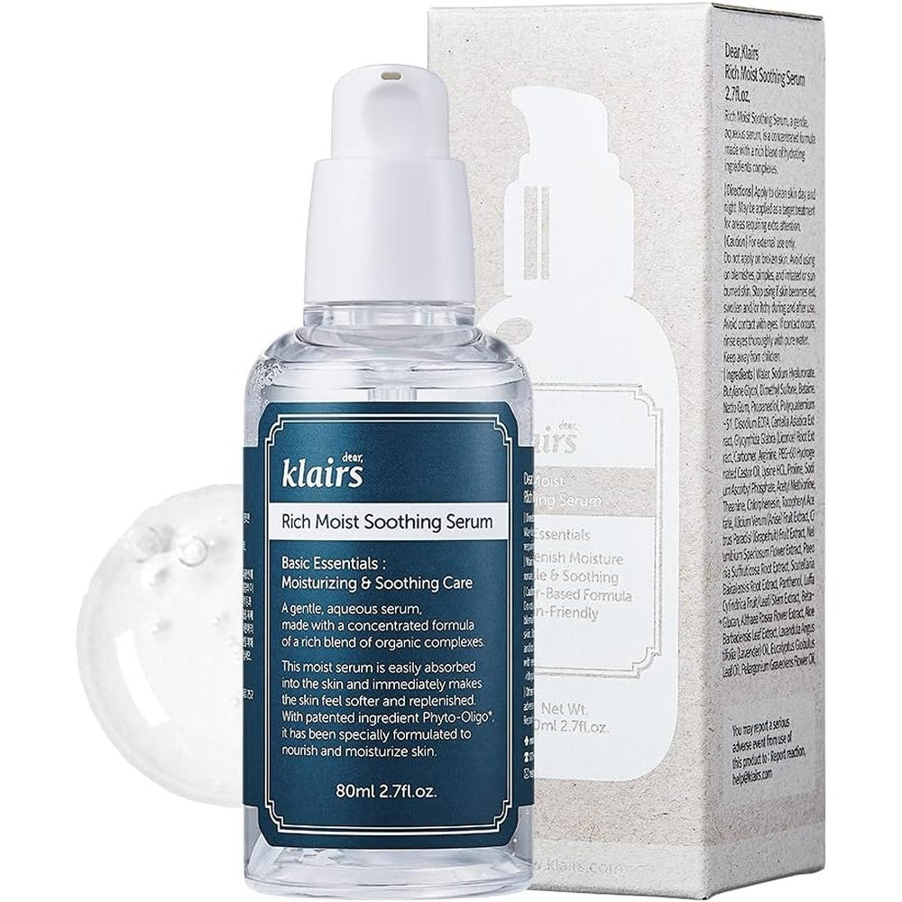 Dear Klairs Rich Moist Soothing Serum bottle front view for sensitive skin