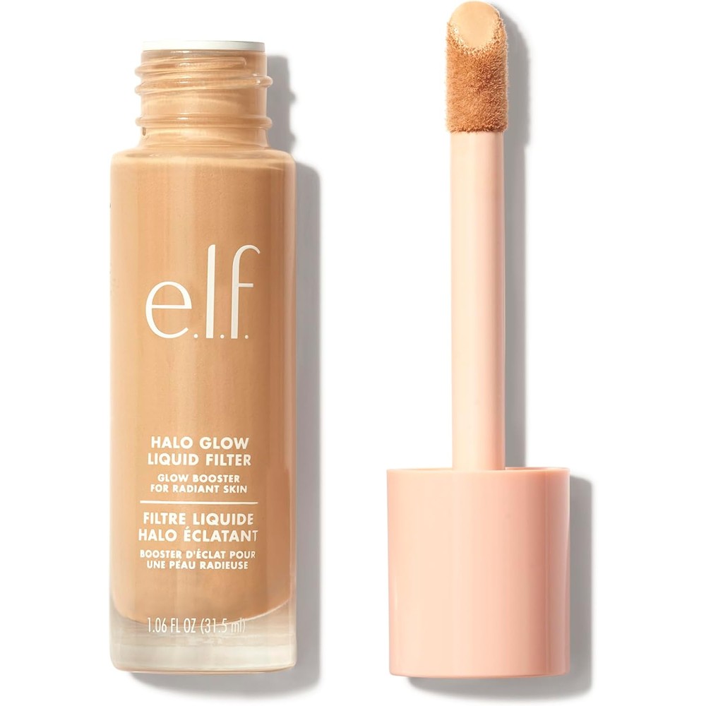 E.l.f. Halo Glow Liquid Filter 5 Medium Tan bottle front view showing the liquid booster texture
