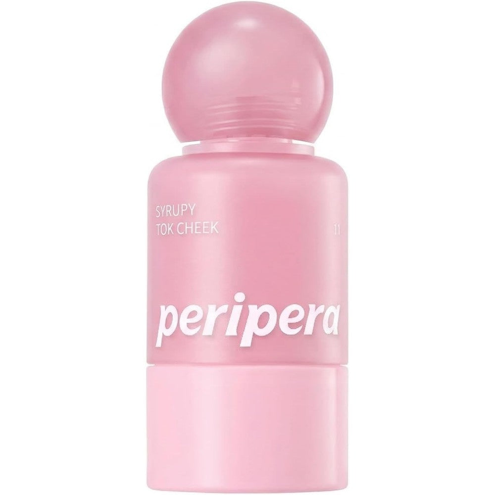 Peripera Syrupy Tok Cheek liquid blush front view showcasing the pink bottle packaging.