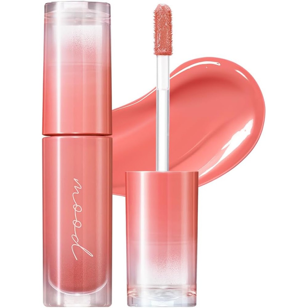 Peripera Ink Mood Glowy Tint 02 Coral Influencer front view showing the sleek packaging.