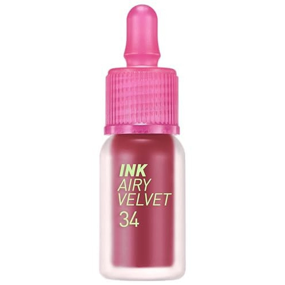 Peripera Ink Airy Velvet Lip Tint 034 Plum Rose front view showcasing the packaging and liquid color.