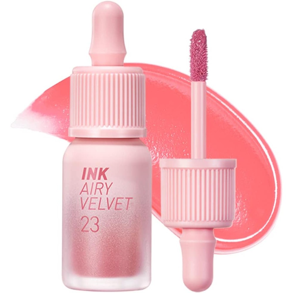 Peripera Ink Airy Velvet Lip Tint in Peachlight front view frosted bottle with applicator tip