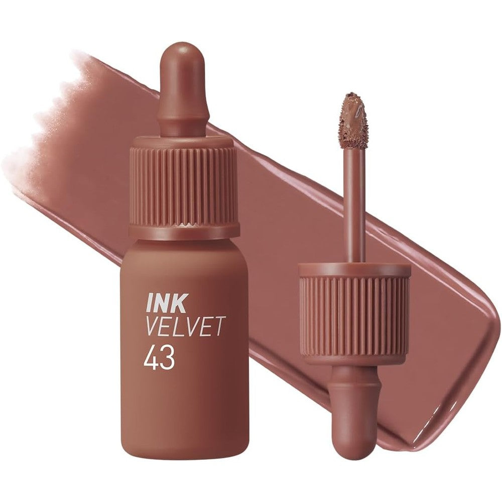 Peripera Ink the Velvet Lip Tint 043 Caffeine Nude front view of packaging and container.