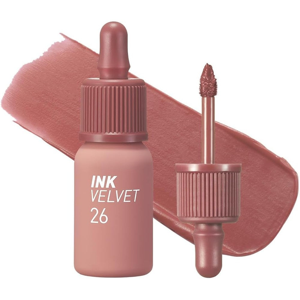 Peripera Ink The Velvet Lip Tint front view showing the 026 Well-Made Nude packaging.