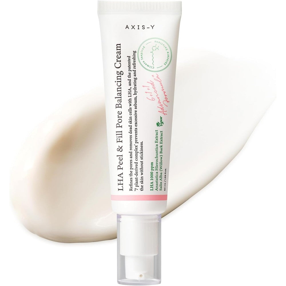 Axis-Y LHA Peel And Fill Pore Balancing Cream front view for gentle facial exfoliation