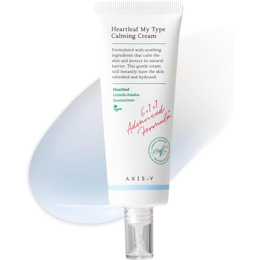 AXIS-Y Heartleaf My Type Calming Cream front view of the tube packaging, a soothing Korean face moisturizer.