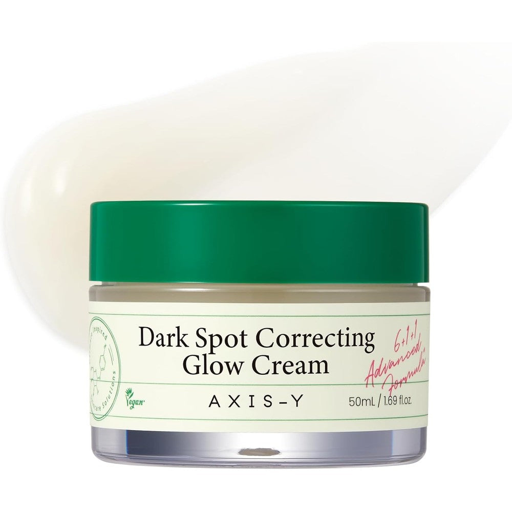 Axis-Y Dark Spot Correcting Glow Cream front view of jar on white background