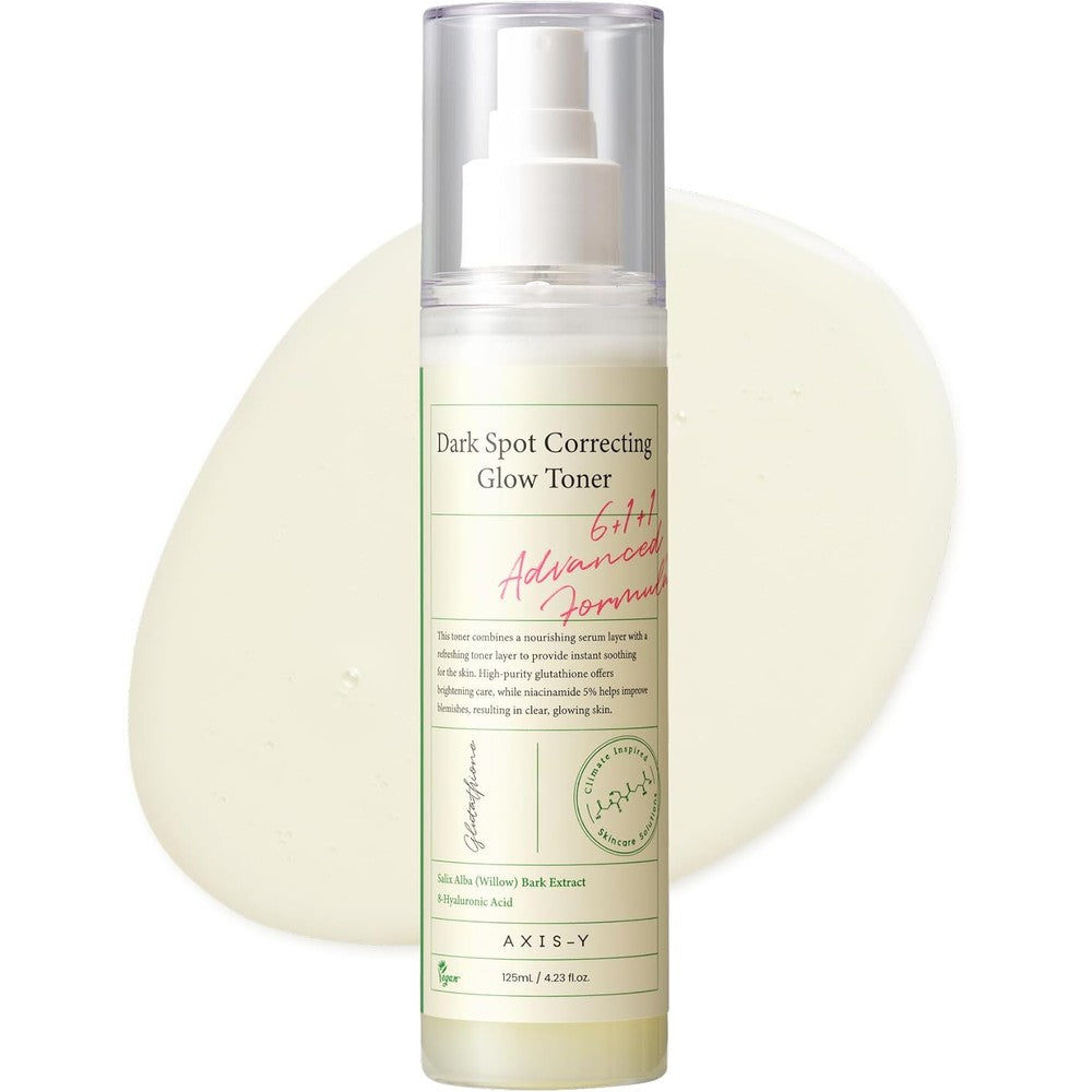 AXIS-Y Dark Spot Correcting Glow Toner front view bottle showcasing the dual-layer formula.